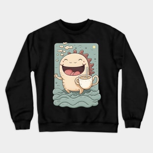 Axolotl & Coffee Kawaii Anime Axolotls & Coffee Lover Crewneck Sweatshirt